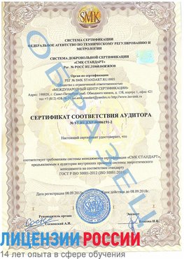 Образец сертификата соответствия аудитора №ST.RU.EXP.00006191-2 Лысьва Сертификат ISO 50001